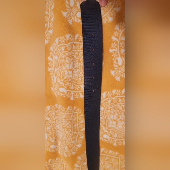 Vintage Cipriani Women\'s Blue Lizard Grain Leather Belt Gold Buckle Size Medium